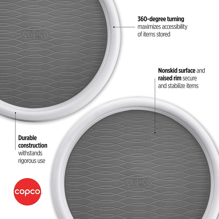 Copco 5220590 Non-Skid Pantry Cabinet Lazy Susan Plattenspieler, plastik, Weiss/Grau 2 23 cm Weiss/G