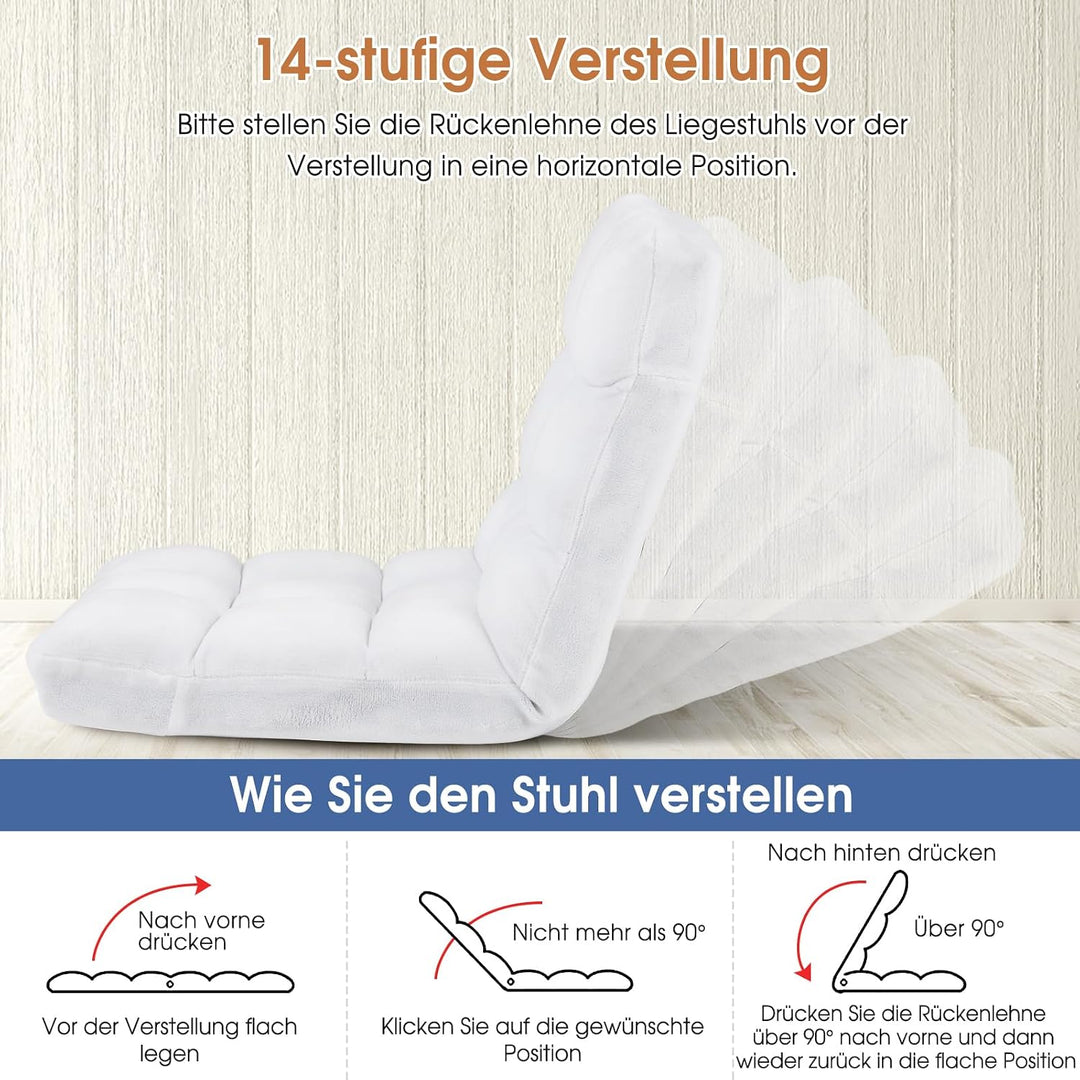 RELAX4LIFE Bodenstuhl Klappbar, Bodensessel mit Verstellbarer Rückenlehne &amp; Liegefunktion, Bodensitz