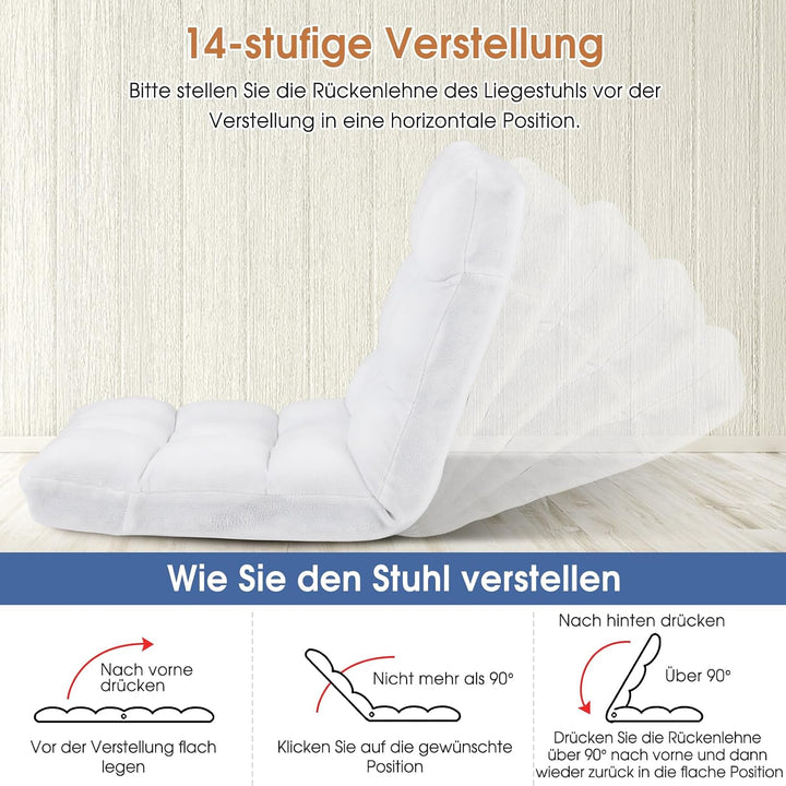 RELAX4LIFE Bodenstuhl Klappbar, Bodensessel mit Verstellbarer Rückenlehne &amp; Liegefunktion, Bodensitz