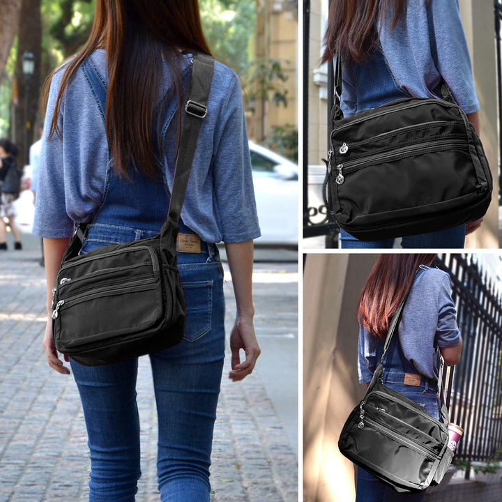 NOTAG Umhängetasche Damen, Wasserdicht Nylon Schultertasche Mehrfachtasche Handtasche mit RFID Geldb