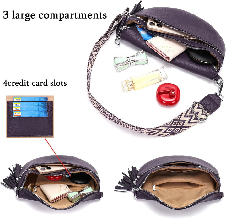 LANXINGLUO bauchtasche damen Lila umhängetasche damen mittelgross crossbody bag Mit Kreditkartenfach