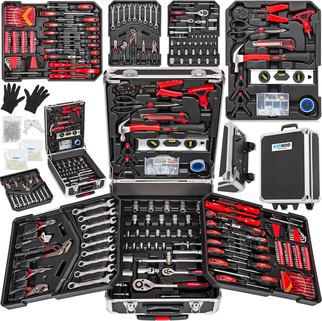 Kanwod KTOTC-1054 Werkzeugkoffer gefüllt 1000 tlg. | Werkzeug Trolley Set für Heimwerker und Handwer