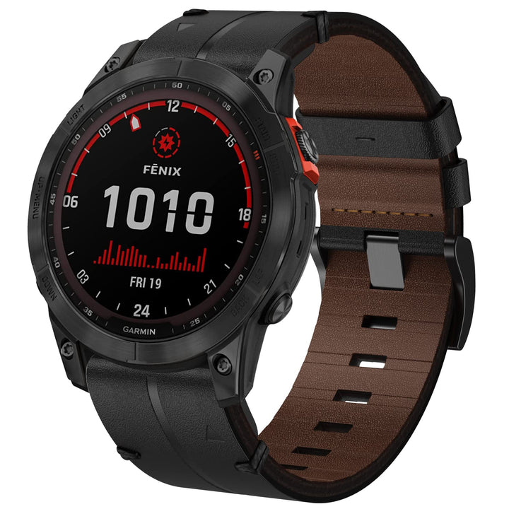 Armband für Garmin Fenix 7X, 26mm Echte Leder Ersatzarmband Quick-Fit Uhrenarmband für Garmin Fenix