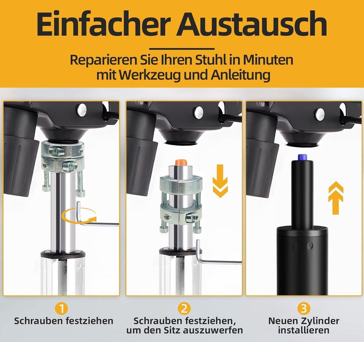 Mastery Mart Gasfeder für Bürostuhl, mit 251mm - 346mm Gasdruckfeder für Bürostuhl, Handschuhe, Zyli