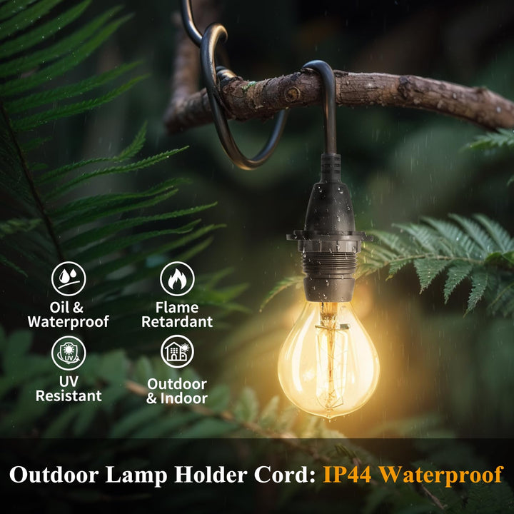 FIRMERST Wasserdichte Lampenfassung E14 mit Kabel Outdoor 10m IP44 10 M Schwarz, 10 M Schwarz