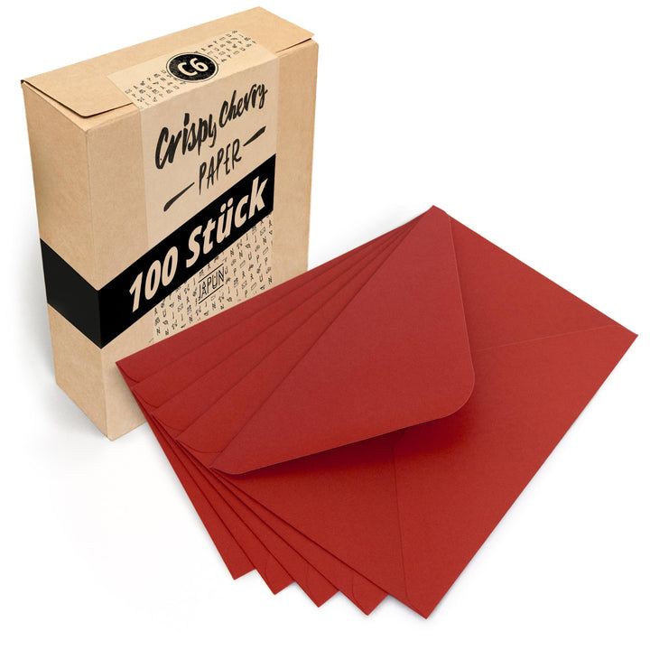 Briefumschläge (100 Stück) aus Papier, Kuvert, Umschlag ohne Fenster - DIN C6-162 x 114 mm - rot Cri