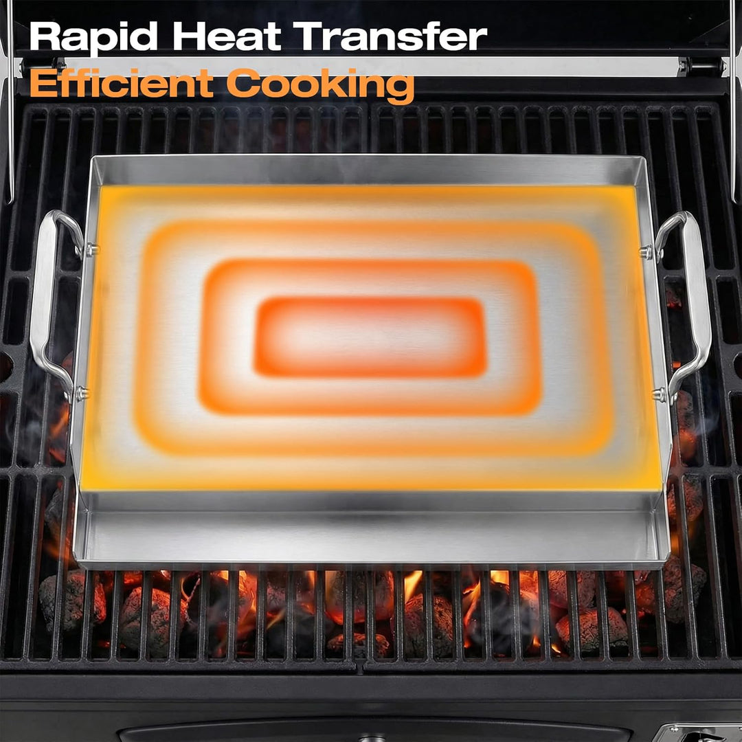Universal BBQ Edelstahl Plancha Grillplatte Griddle für Gas und Kohle Grills, Universal Flat Top für