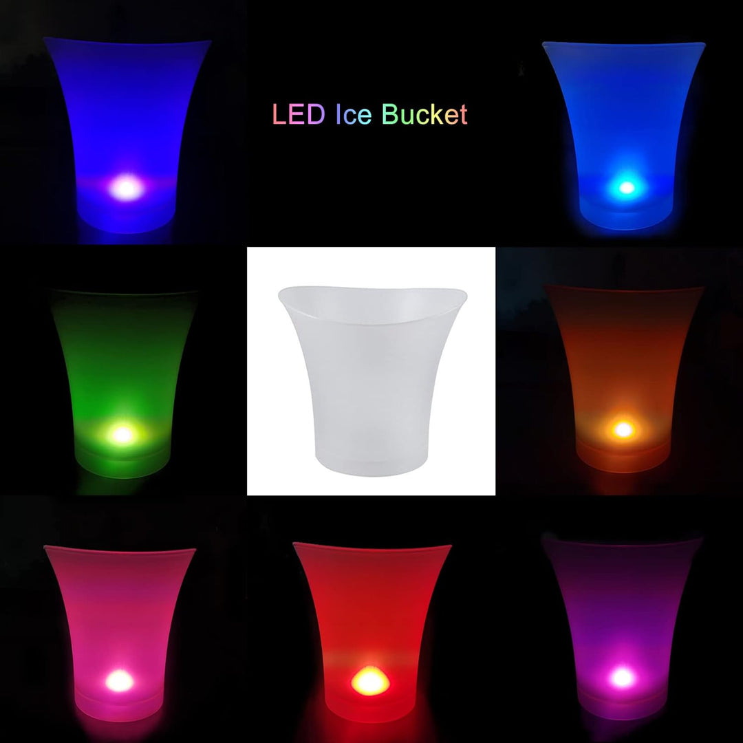 3er-Pack LED-Eiswürfel, 5 l Wein-Eiskübel mit verschiedenen Farben, für den Aussenbereich, Bar, Zuha