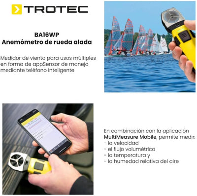 TROTEC Windmesser BA16WP – Windmessgerät, Anemometer – Messbereich 0,6 bis 30 m/s, MultiMeasure Mobi