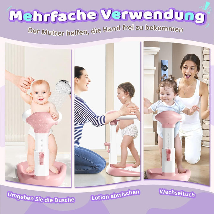 COOSEYA Baby Badewanne Stand – Einstellbarer Baby-Duschständer mit AntiRutsch-Basis, Hug Badeturm fü