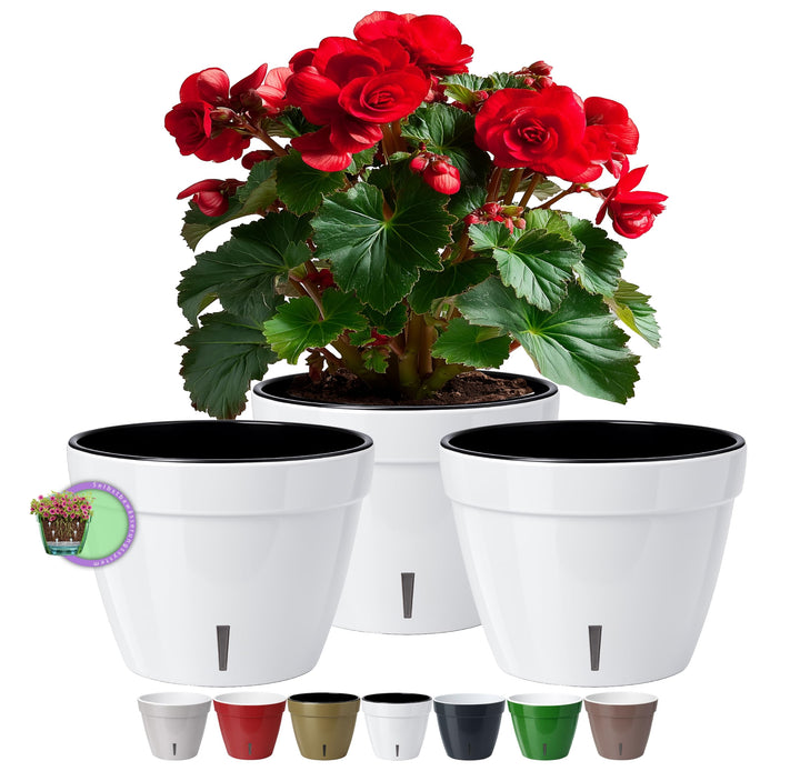 Santino ASTI 3er Set 27CM Selbstwässernder Blumentopf mit Wasserstandsanzeiger - Rund Premium Qualit