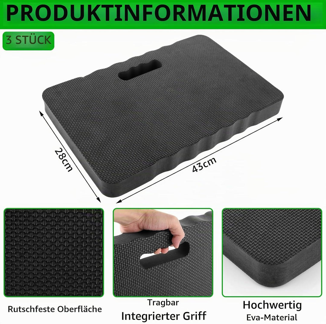 3 Stück Kniekissen Garten, 43 x 28 x 4 cm Knieunterlage, Kniekissen Arbeit Gross, Kniematte Werkstat