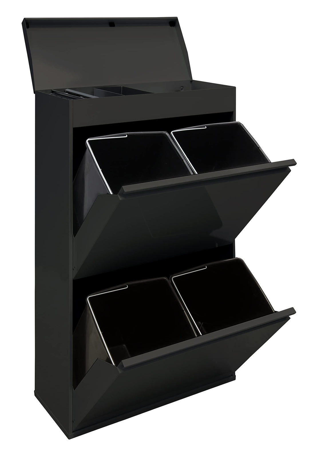 ARREGUI Top CR626-B Mülltrennsystem aus Stahl mit Aufbewahrungsbox mit Deckel | 4 Fächer Mülleimer f