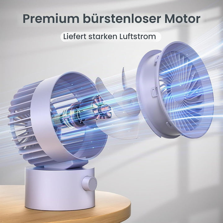 USB Ventilator Leise – Mini Tischventilator mit Stufenloser Regelung, Kleiner Schreibtischventilator