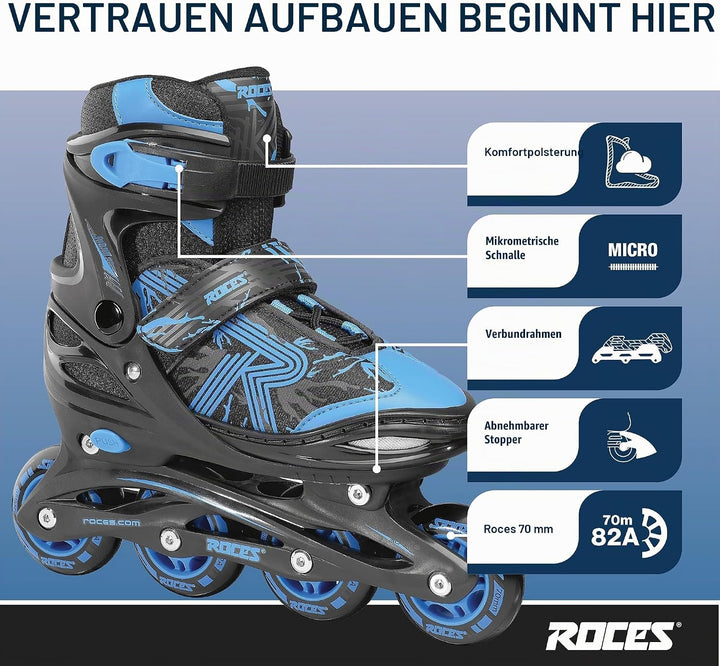 Roces Jokey 3.0 Inline Skate 38 Black-Astro Blue, 38 Black-Astro Blue