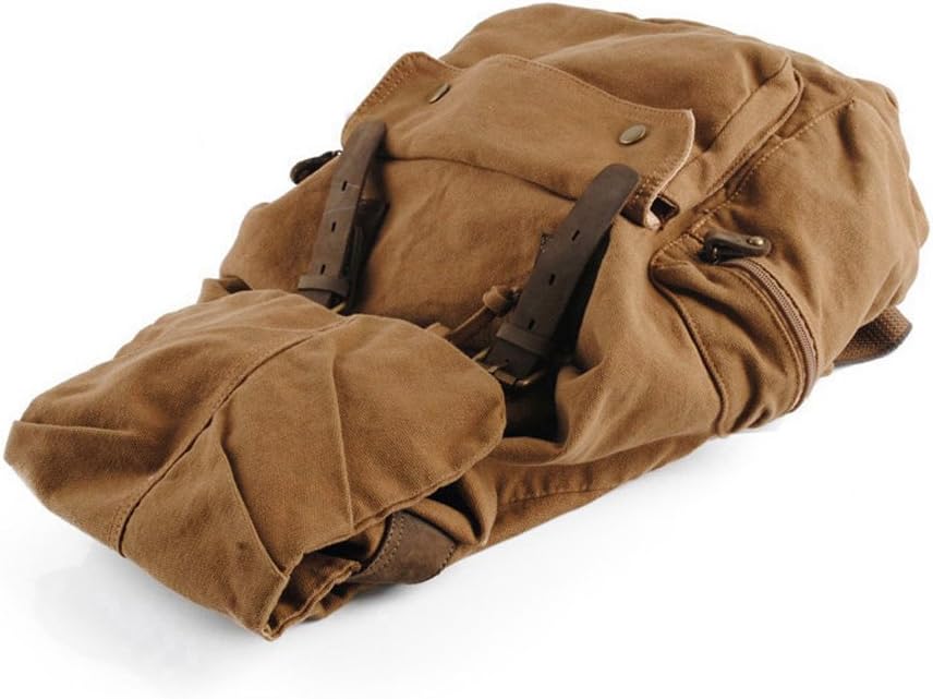 Canvas Rucksack, Herren Damen Vintage Rucksäcke Retro Schulrucksack Wanderrucksack Reisetasche Gelb,