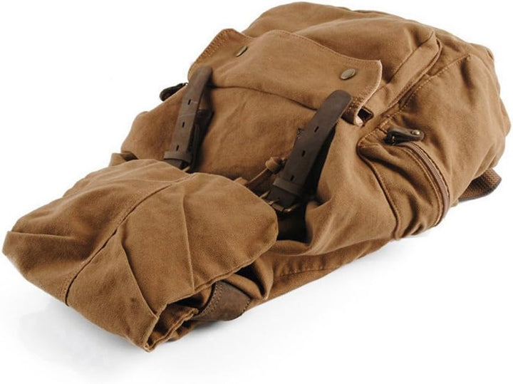 Canvas Rucksack, Herren Damen Vintage Rucksäcke Retro Schulrucksack Wanderrucksack Reisetasche Gelb,