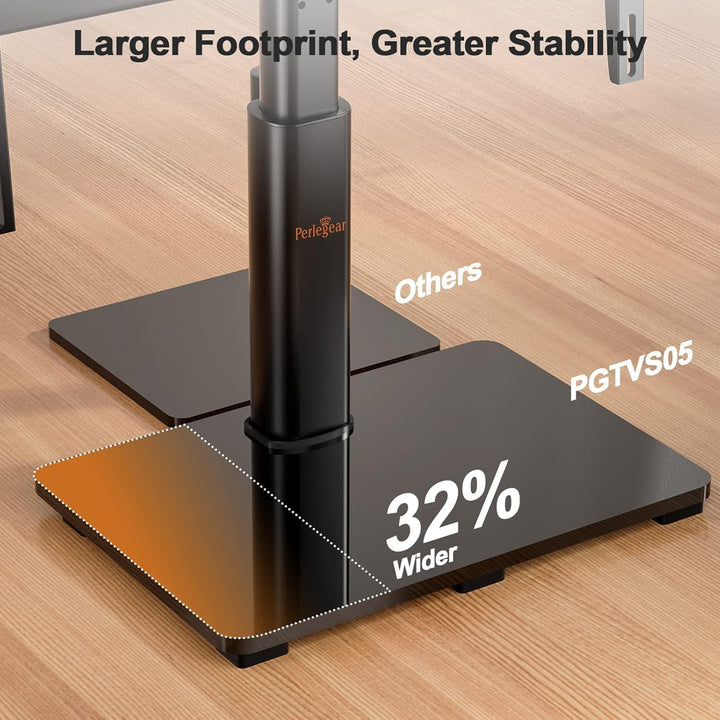 Perlegear TV Standfuss TV Ständer Schwenkbar für 37-65/70 Zoll Flach &amp; Curved Fernseher bis zu 45 KG