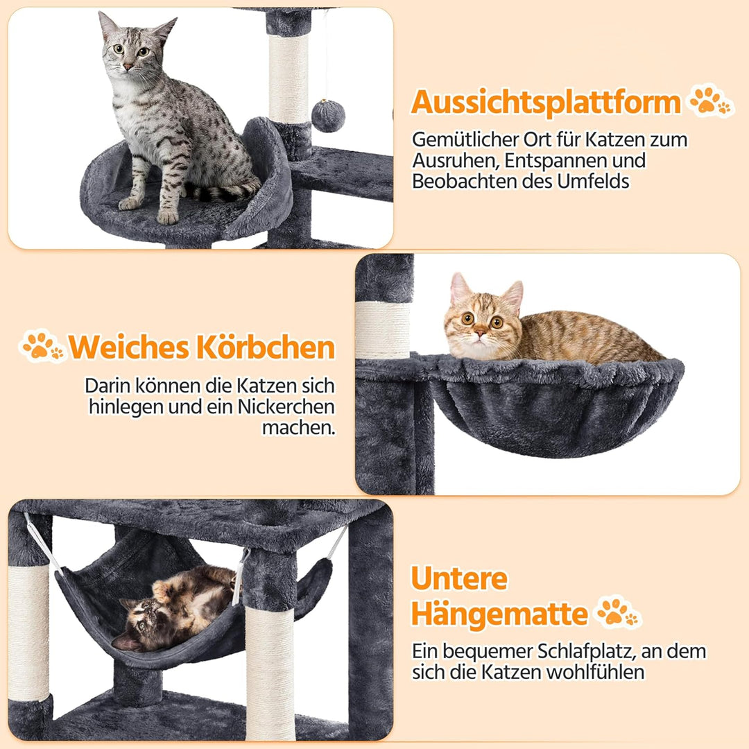 Yaheetech Kratzbaum 170 cm Katzenbaum XL Stabiler Katzenkratzbaum Kletterbaum für Katzen, mit Aussic