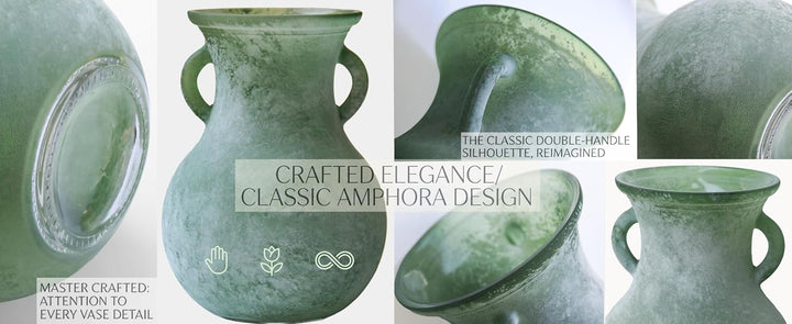 ZHIPINHUI Antike Vase, Glasvase mit Doppelohren, römischer Kunststil des frühen Mittelalters, einzig