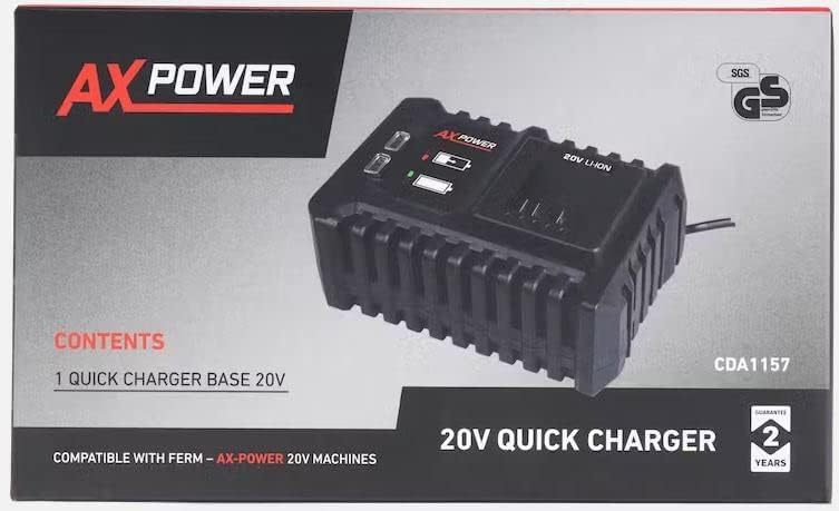 Ferm AX-power 20V ladegerät, Schnellladegerät, Batterie ladestation, charger für 1,5 Ah, 2,0 Ah, 4,0