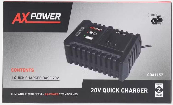 Ferm AX-power 20V ladegerät, Schnellladegerät, Batterie ladestation, charger für 1,5 Ah, 2,0 Ah, 4,0