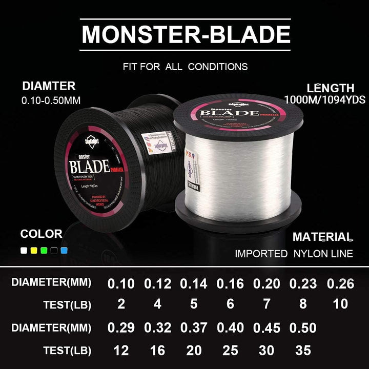 Seaknight Blade Nylon Angelschnur Monofil Karpfen 500M/1000M Salzwasser Monofile Angelschnur Forelle