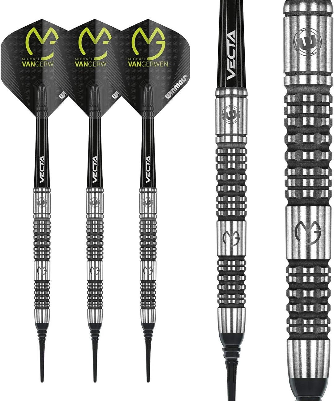 WINMAU Michael Van Gerwen MvG Absolute Tungsten Softip Darts Set 18 Gram with Prism Flights and Vect