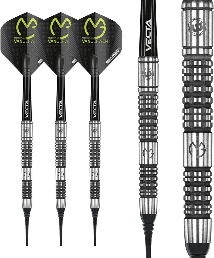 WINMAU Michael Van Gerwen MvG Absolute Tungsten Softip Darts Set 18 Gram with Prism Flights and Vect