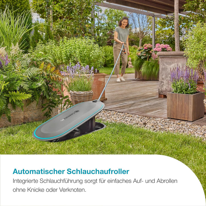 Gardena Undercover Schlauchbox RollUp M, 20 m Schlauch, diskrete unterirdische Installation, automat