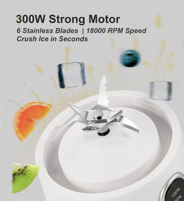 Tragbarer Mixer 500ml für Shakes Smoothies, USB-C Wiederaufladbarer 4000mAh, 6 Edelstahlklingen, Kab