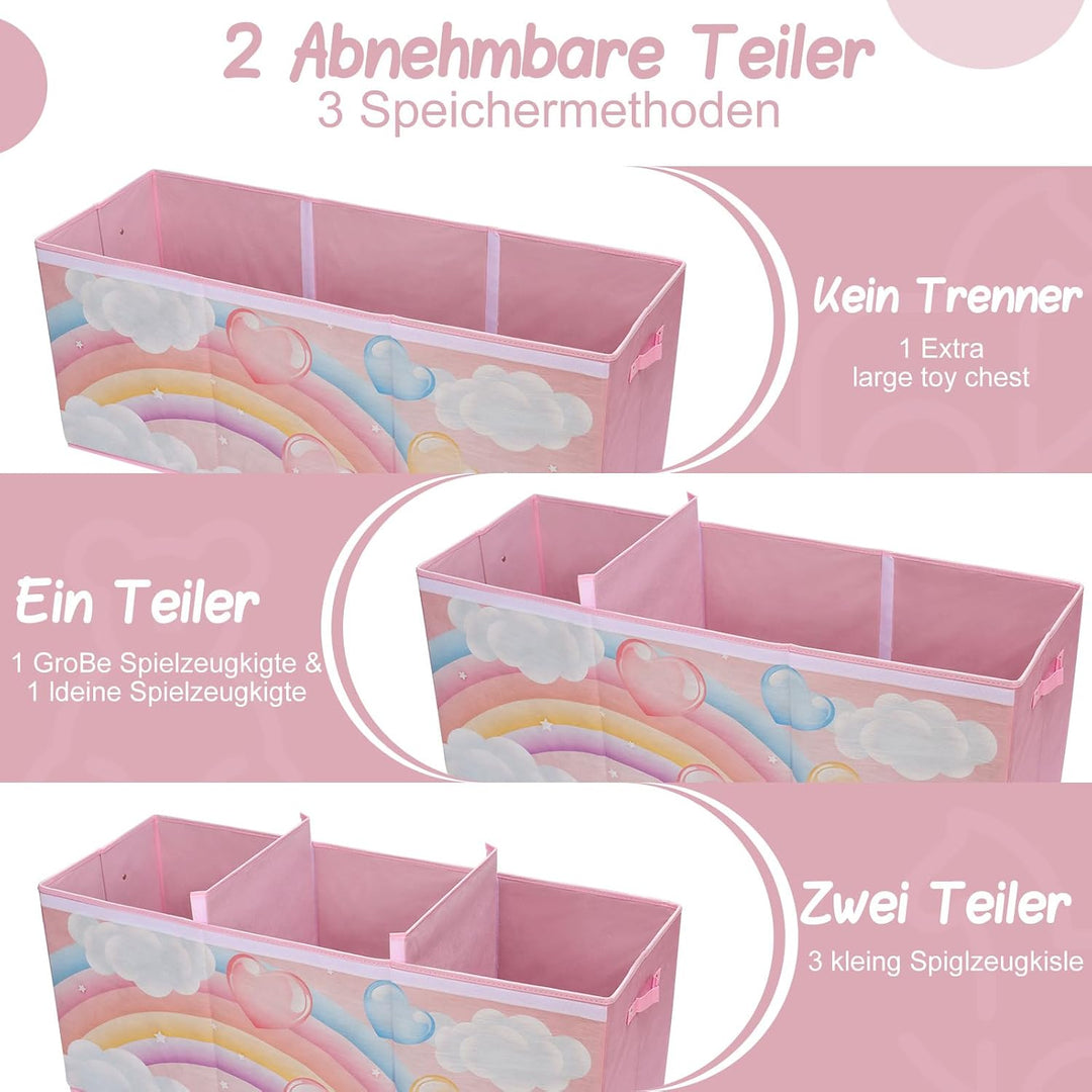 ELUCHANG Aufbewahrungsbox mit Deckel Kinder, 147L Grosse Faltbare Truhen &amp; Kisten für Kinder, Spielz