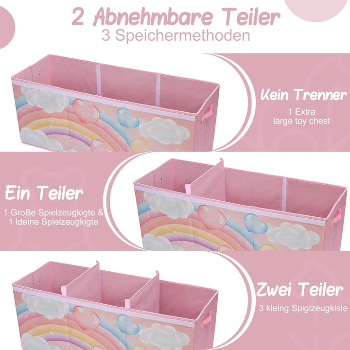 ELUCHANG Aufbewahrungsbox mit Deckel Kinder, 147L Grosse Faltbare Truhen &amp; Kisten für Kinder, Spielz