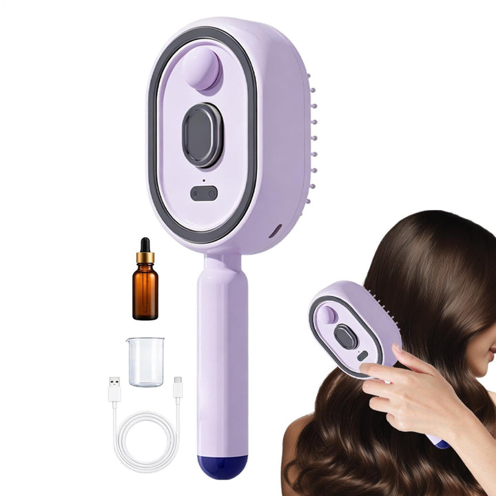 Haarbürste mit Dampffunktion | Antistatischer, Wiederaufladbarer Rotlicht-Luftkissen-Kamm,Anti-Frizz