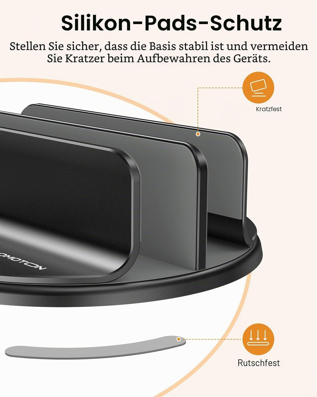 OMOTON 360° Drehbarer Vertikaler Laptop Ständer, 2 Slot Aluminium Laptop Halter mit Taktilem klick,