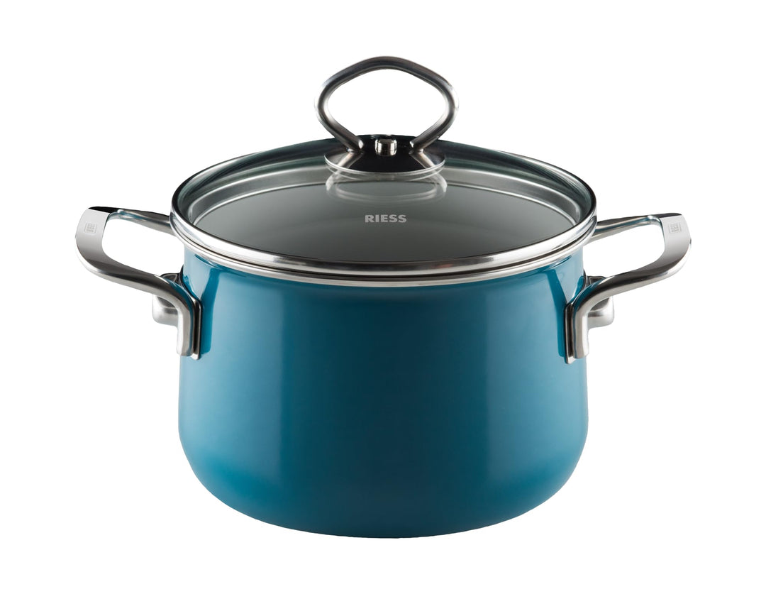 Riess, 0701-010, Fleischtopf mit Glasdeckel, NOUVELLE-AQUAMARIN EXTRA STARK, Durchmessser 16 cm, Höh