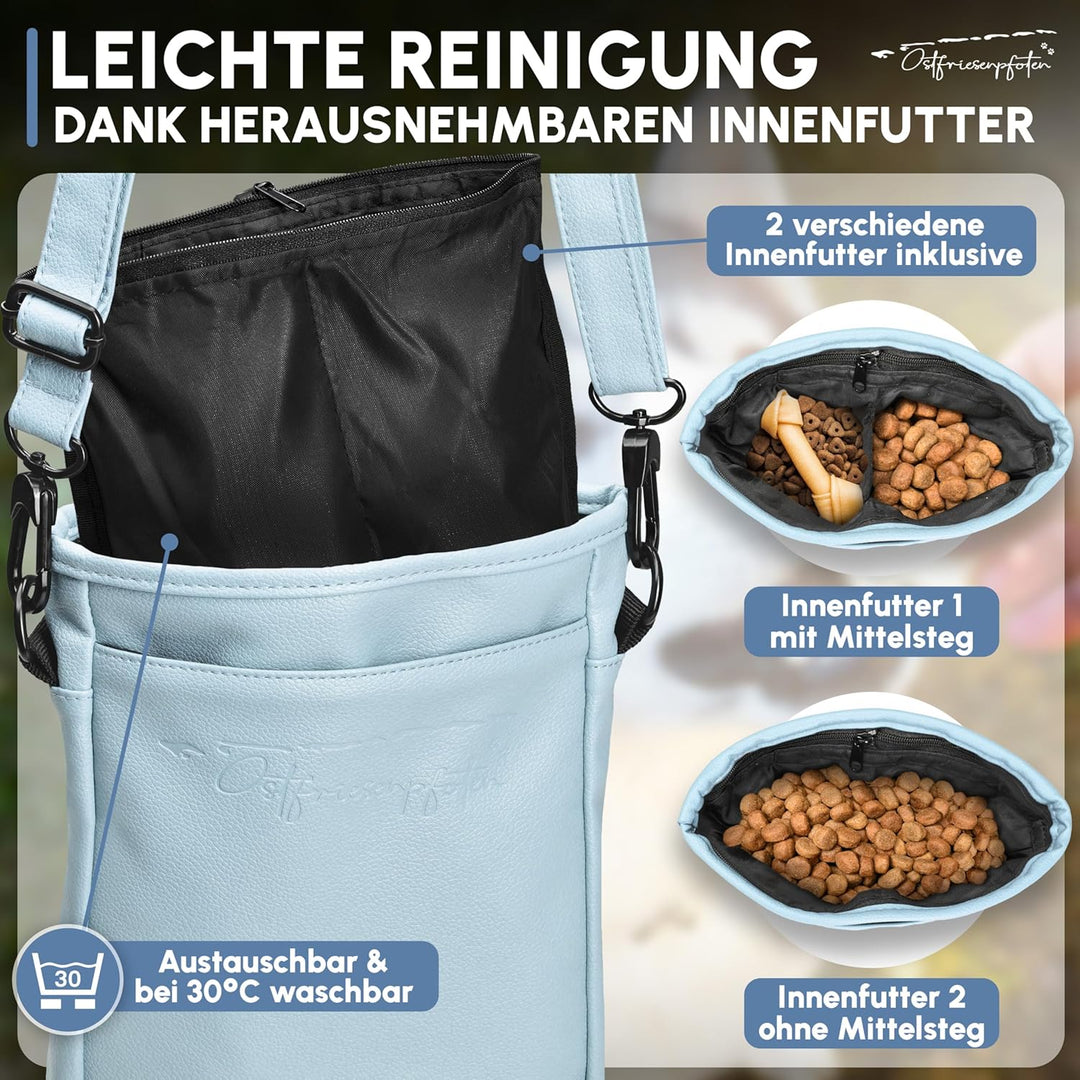 Leckerlibeutel 'Frieda' für Hunde aus hochwertigem Kunstleder - Lavendelblau Grösse L - Futterbeutel