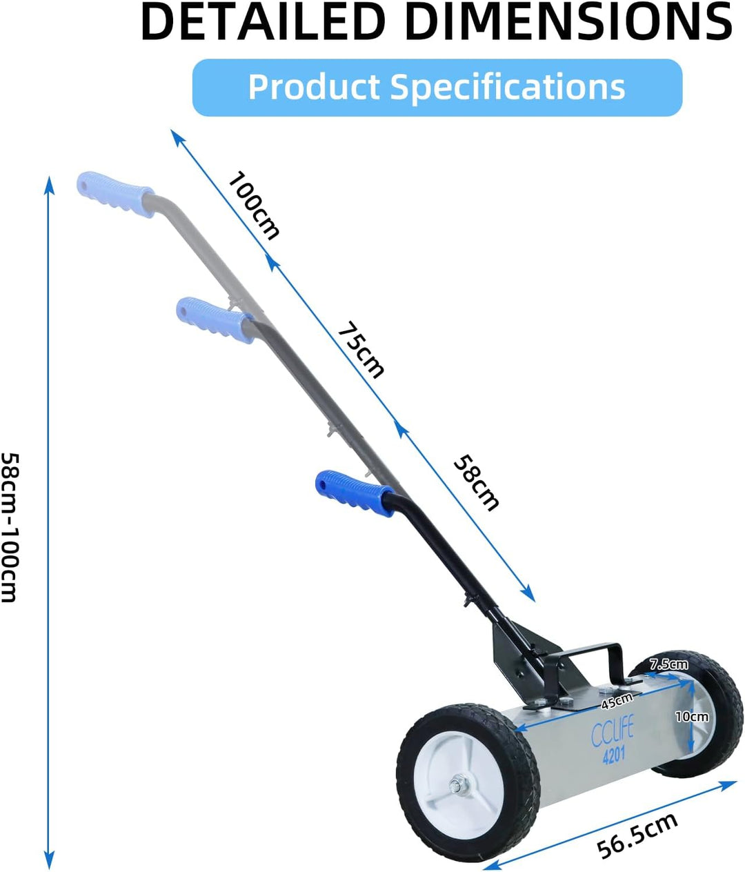 CCLIFE Magnetbesen 45CM Magnetbesen Stark Maximalen 23 KG Ausziehbarem Griff Dreistufige Höhenverste