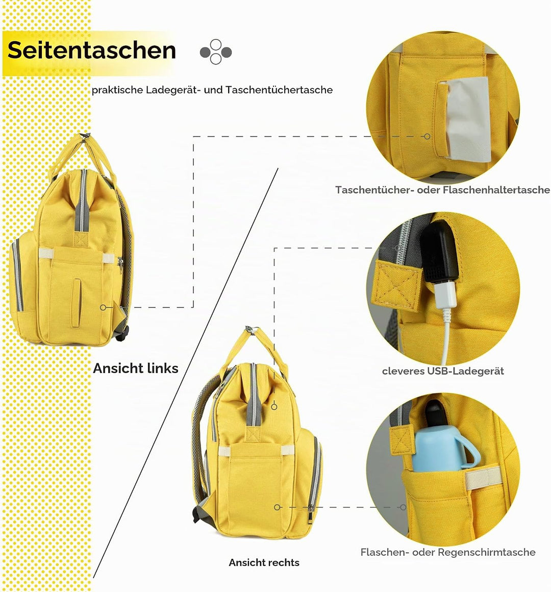 NEVEQ Baby Wickelrucksack, Babytasche für Reise, Wickeltasche Grosse Kapazität, Multifach Reise Ruck