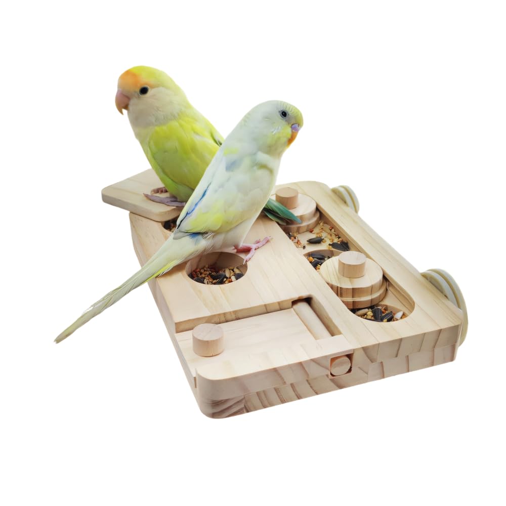 Vögel Futtersuchpuzzle Holz, Interaktives Sittiche Futterspielzeug mit Lernfunktion zum Trainieren u