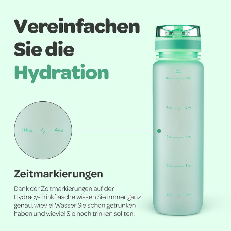 Hydracy Trinkflasche mit Fruchteinsatz - 500ml Wasserflasche - BPA-freie Trinkflasche mit Zeitmarkie