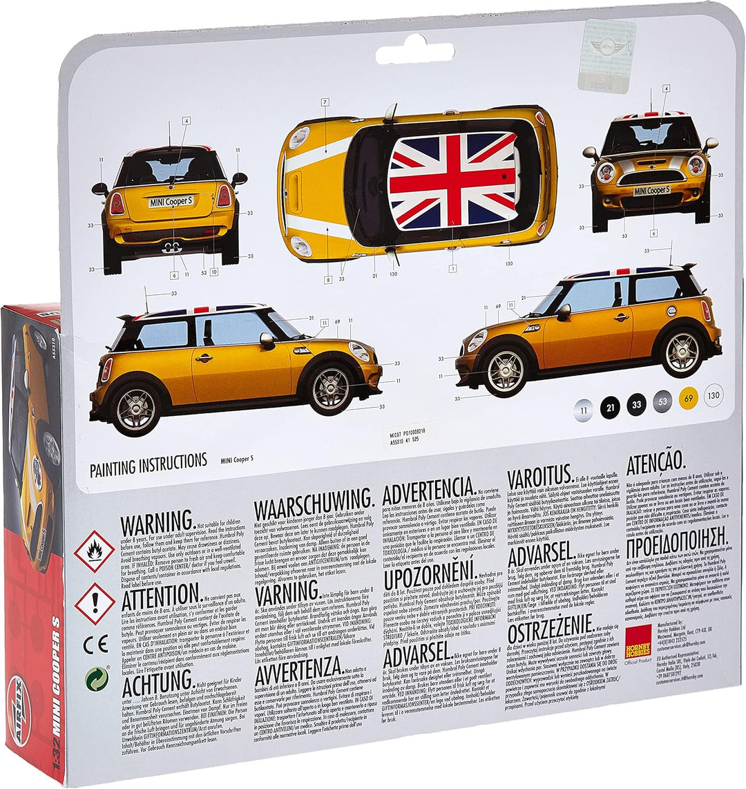 Airfix A55310 1/32, Mini Cooper S Modellbausatz Large Start Set S, grau
