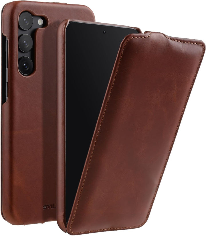 STILGUT UltraSlim kompatibel mit Samsung Galaxy S23 Plus Hülle - Samsung S23 Plus Flip Case aus Lede