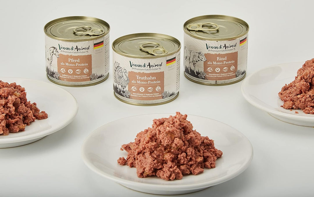 Venandi Animal Premium Nassfutter für Katzen, Probierpaket - 6 x 400 g, 2.4 kg &amp; Premium Nassfutter