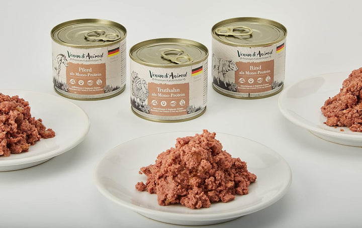 Venandi Animal Premium Nassfutter für Katzen, Probierpaket - 6 x 400 g, 2.4 kg &amp; Premium Nassfutter