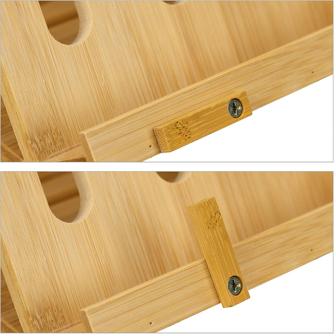 Relaxdays Buchständer, aus Bambus, 3 Neigungsstufen, klappbar, für den Tisch, HxBxT: 22x34x18 cm, Le