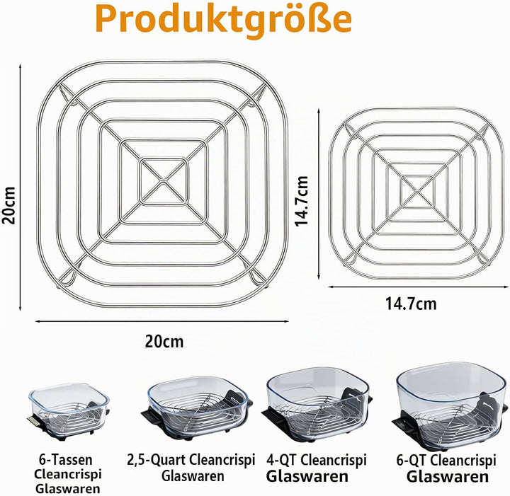 2er-Pack Ersatz Airfryer Grillrost Edelstahl, Kompatibel mit Ninja Crispi Pro Air Fryer FN101, für N