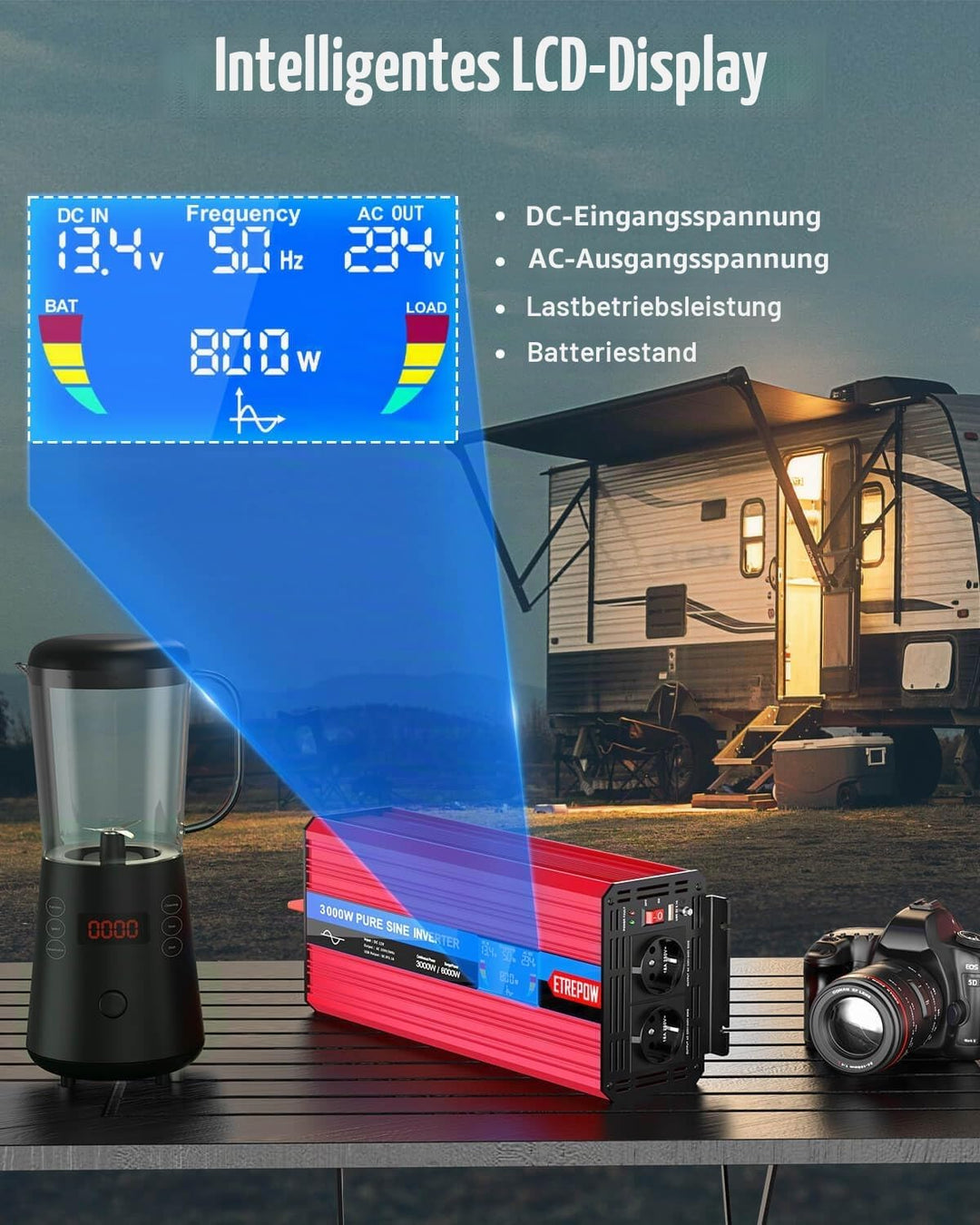 3000W/6000W Wechselrichter 12V auf 230V Reiner Sinus Spannungswandler Konverter Pure Sine Wave Power