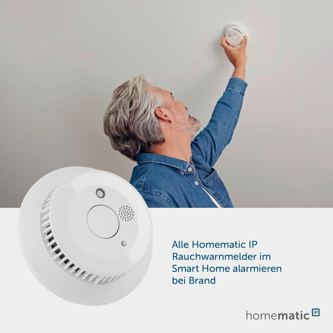 Homematic IP Smart Home Rauchwarnmelder HmIP-SWSD mit 10-Jahres-Lithium-Batterie Rauchwarnmelder