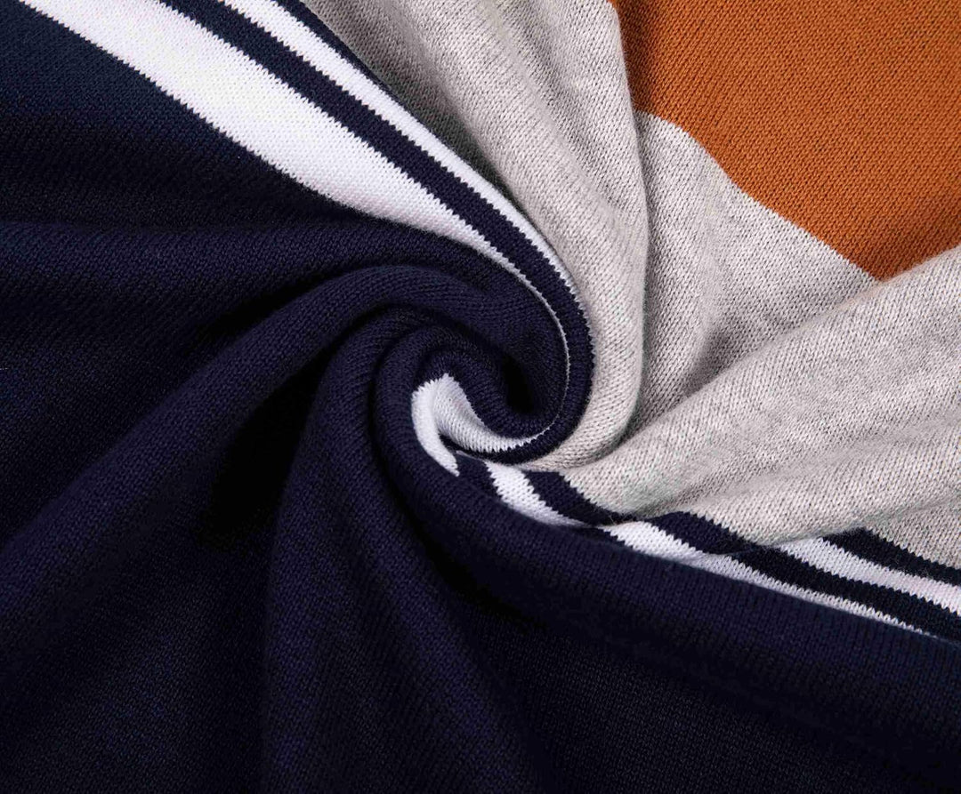 Krumba Herren Baumwolle ÜberGrösser Pullover mit gemischten Marine-Streifen Sweater 4XL Marine Gemis